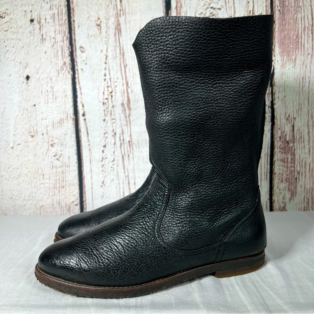 Trask Ava Relaxed Slouchy Soft Black Jackboot Leather Booties Boots Size 7.5
